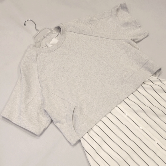 3.1 PHILLIP LIM PATCHED SWEATSHIRT COMBO DRESS - Picture 7 of 15